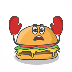 Cute burger character vector template design illustration