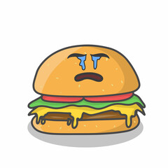 Cute burger character vector template design illustration