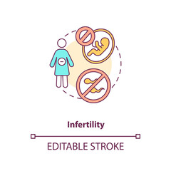 Infertility concept icon. Male and female problems with fertility. Intermittent fasting precaution idea thin line illustration. Vector isolated outline RGB color drawing. Editable stroke