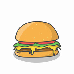 Cute burger character vector template design illustration