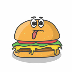 Cute burger character vector template design illustration