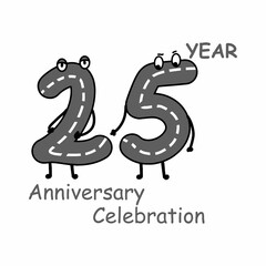 25 year anniversary number character vector template design illustration