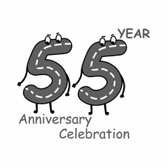 55 year anniversary number character vector template design illustration