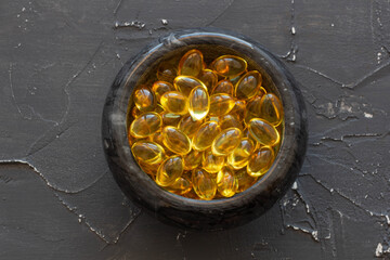 Fish oil. Omega 3. Capsules. Healthy food concept. Vitamins. Fish oil sticks
