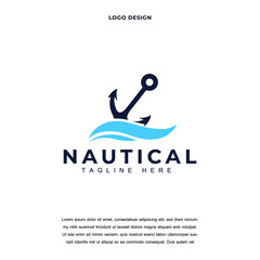 Creative abstract premium anchor nautical on the sea icon logo design color editable vector illustration