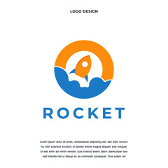 Creative rocket icon logo design vector illustration. rocket with letter O symbol logo design color editable
