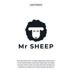 Creative abstract sheep animal icon logo design color editable vector illustration