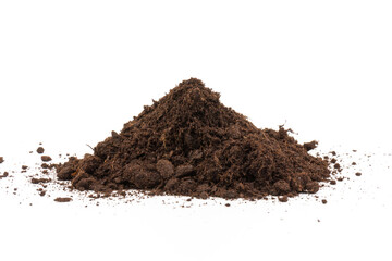 Pile of soil isolated on white background