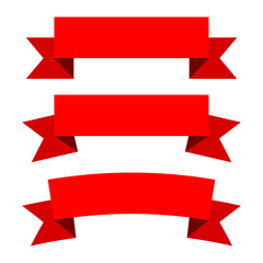 red ribbon, set of banners, vector illustration 