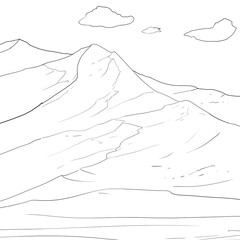 Fototapeta premium Line art Landscape background ecology education poster illustration design.