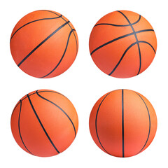 Fototapeta premium Set with bright basketball balls on white background
