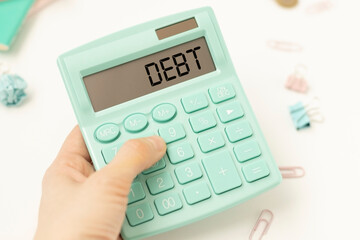 financial debt or credit concept with calculatur