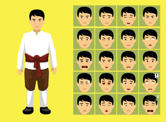 Manga Style Thai Man Clothes Cartoon Character Emotion