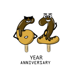 62nd year anniversary celebration vector template design illustration