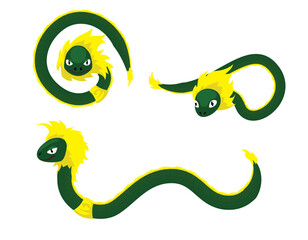 Animal Naga Green Water Dragon Cartoon Vector - obrazy, fototapety, plakaty