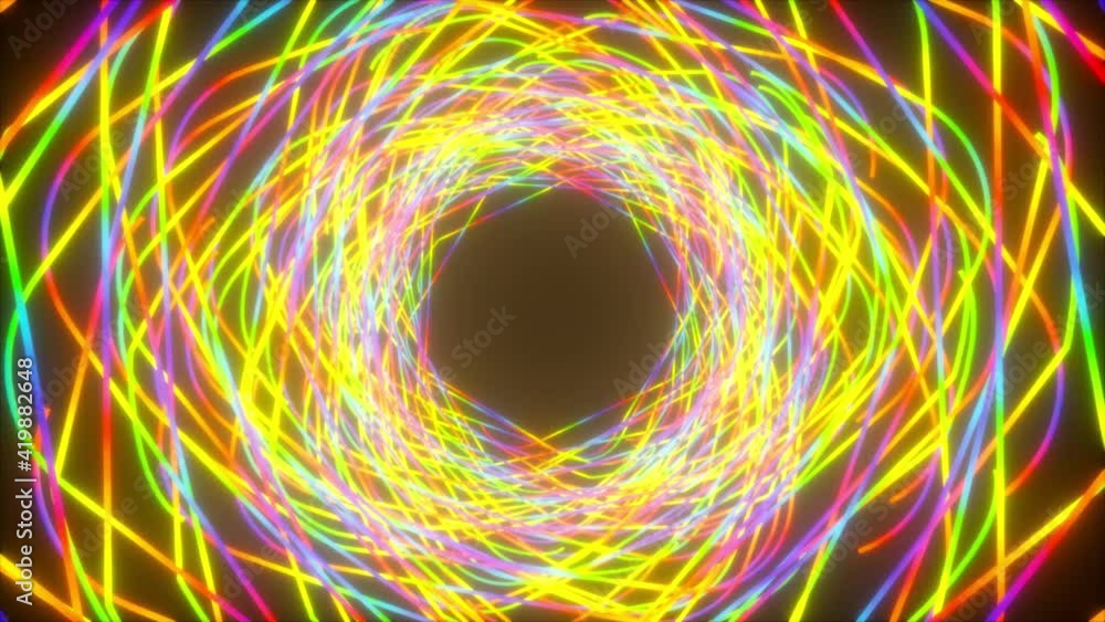 Poster random neon splines, computer generated. 3d rendering glowing background