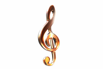 3D render of pink glass music clef symbol isolated on white