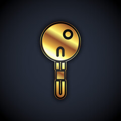 Gold Lollipop icon isolated on black background. Food, delicious symbol. Vector