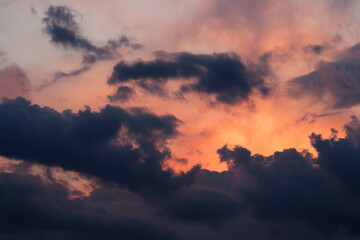 mysterious evening sky scape at sunset