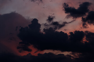 dramatic overcast cloud scape at sunset