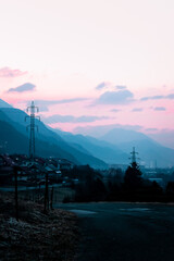 sunrise over the mountain village