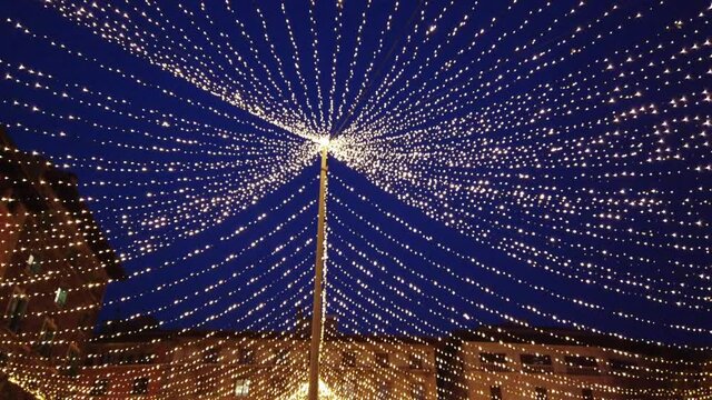 SPAIN, PALMA DE MALLORCA, 2019 DEC 19; Mallorca, Palma de Mallorca, La Rambla, Paseo Born, with Christmas lights,