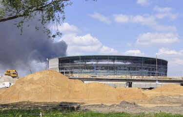 Stadion w trakcie budowy.