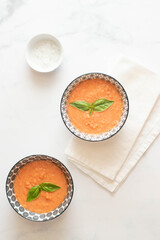  Tomato gazpacho soup with fresh cucumbers