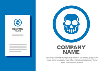 Blue Mexican skull coin icon isolated on white background. Logo design template element. Vector