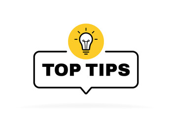 Top tips geometric message bubble with light bulb emblem. Banner design for business and advertising. Vector illustration