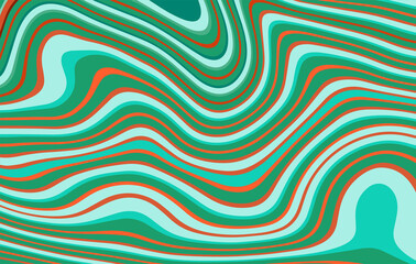 Abstract rippled or colorful lines pattern with wavy vibrant facture. Wallpapers for desktop. Liquid effect. 90s style. Warm colorful color palette. Vector illustration. EPS 10. 
