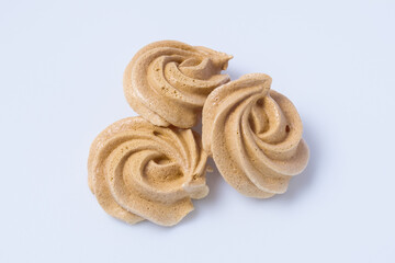 French dessert Meringue prepared from whipped with sugar and baked eggs