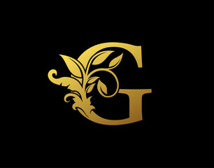Luxury G Letter Design. Graceful Ornate Icon Vector Design. Vintage drawn emblem for book design, brand name, business card, Restaurant, Boutique, Hotel.
