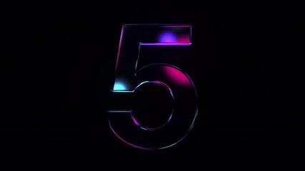 Glass numbers countdown with alpha channel