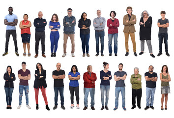 Obraz premium group of mixed people arms crossed on white background