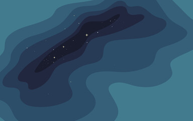 Vector space background . Cute flat style template with Stars in Outer space