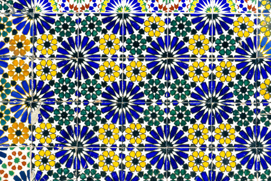 Arabic pattern background, oriental islamic ornament. Moroccan tile, or Moroccan zellij - traditional mosaic
