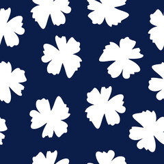 Obraz premium Vector fashion seamless pattern with white flowers on a dark background