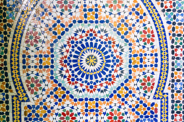 Arabic pattern background, oriental islamic ornament. Moroccan tile, or Moroccan zellij - traditional mosaic