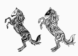 horse zentangle tribal tattoo tiger animal artwork. 