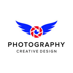 Camera with wings logo design