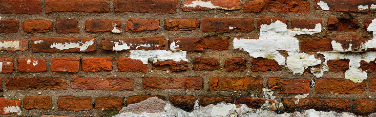 rough wall texture background collection. brown damaged bricks wall surface in panorama. 3d textured background for interior, decoration, wallpaper, etc.