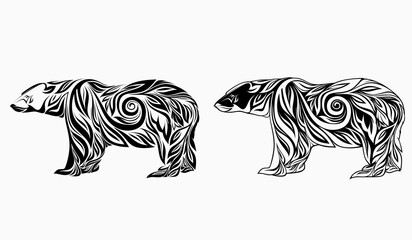 Nice bear Floral Ornament Decoration Vector. 