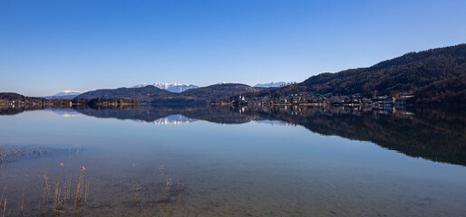 Lake Wörthersee in Carinthia, Austria in early spring