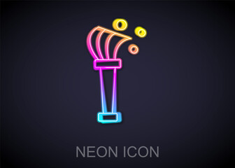 Glowing neon line Aspergillum icon isolated on black background. Vector