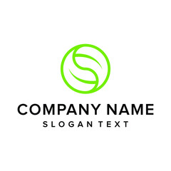 Linear circle leaf logo vector