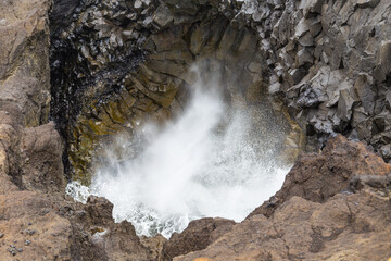 At Reynisfjara Beach in southern Iceland