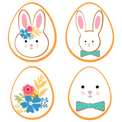 Set of Cute Easter Eggs, vector illustration art.