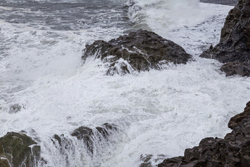 At Reynisfjara Beach in southern Iceland