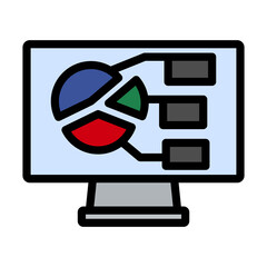 Monitor With Analytics Diagram Icon
